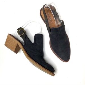 Anthro Sixtyseven Slingback Heeled Mules Perforated Suede 36/6